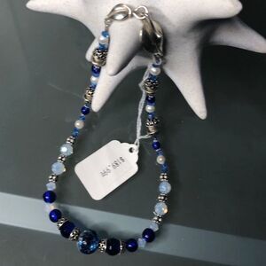 925 Sterling Silver Murano glass beads and Crystals Necklace
